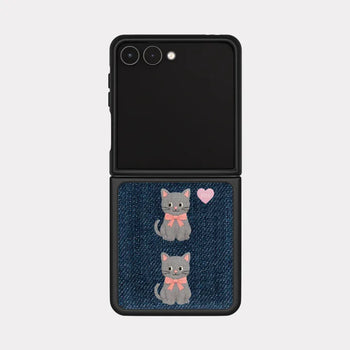Denim Cat Galaxy Z-Flip Fold 8 MagSafe Black Bumper Case