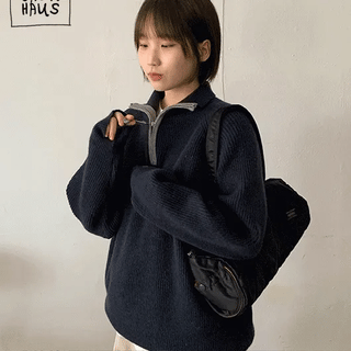 Poinin Color Block Half-Zip Knit
