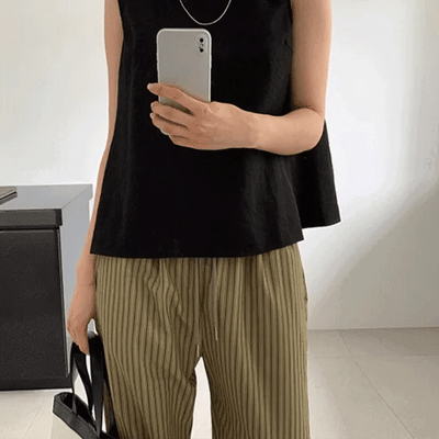Sens Back Slit Wrap Sleeveless Blouse