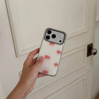 Hazy Cherry iPhone 18 Pro Galaxy Epoxy MagSafe Silver Bumper Case