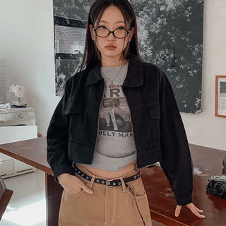 Kobi Crop Cotton Zip-Up Jacket