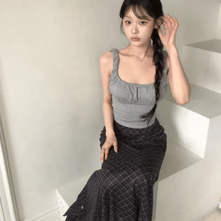 Vie Check Long Skirt