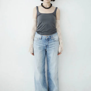 Washed straight denim