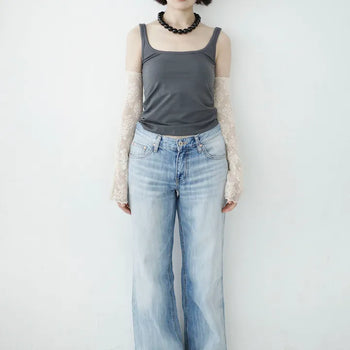 Washed straight denim