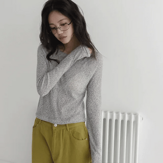 Hamel Flower See-through Layered Long Sleeve T-shirt