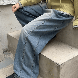 Koshi Washed Pintuck Wide Denim Pants