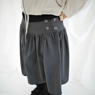 Side double-button midi skirt
