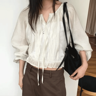 Aaron Striped Pintuck Blouse