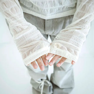 Sheer gathered frill top