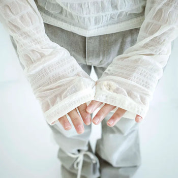 Sheer gathered frill top