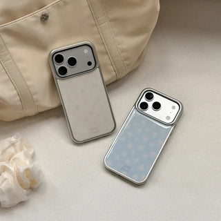 Cozy Flower iPhone 18 Pro Galaxy Epoxy Silver Bumper Case