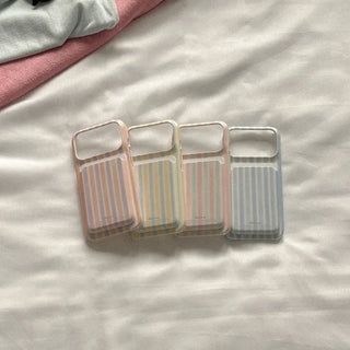 Soft pastel stripe MagSafe card slot wallet pocket case