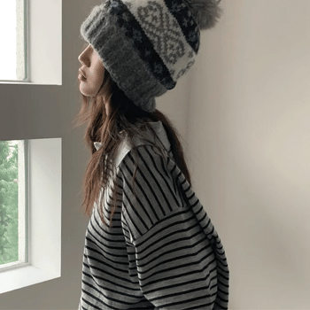 Komitsu Pom-pom Nordic Knit Beanie