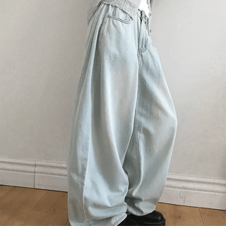 Lucitel Cutout Pintuck Wide Denim Pants