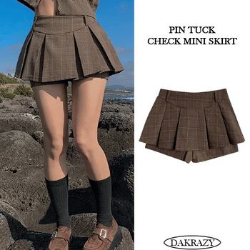 Consi Pintuck Check Mini Skirt