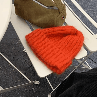 Crease Wool Angora Ribbed Beanie