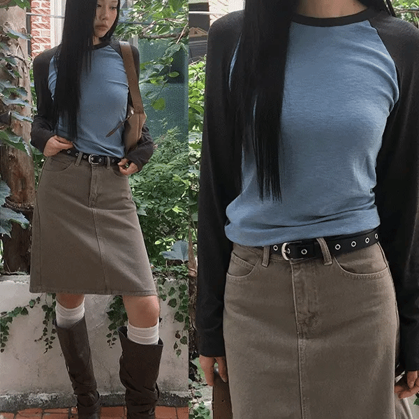 Juni Raglan Color Block Long Sleeve T-shirt