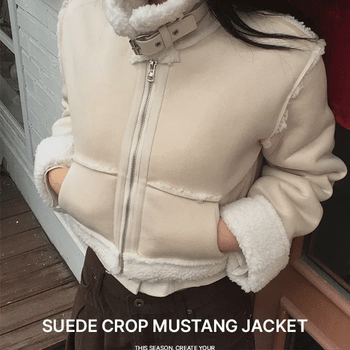 Suede Sheepskin Crop Shearling Jacket