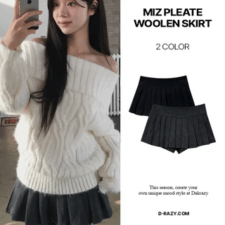 Miz Pleated Wool Skirt