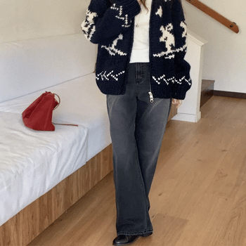 Meat Fleece-lined Wide Denim