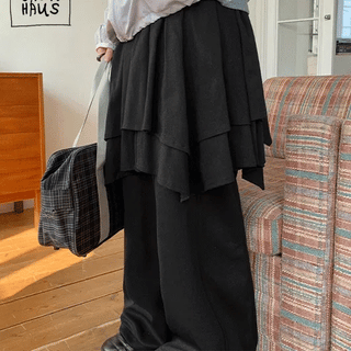 Kuel Asymmetrical Frill Layered Skirt