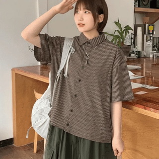 Belgou Crop Check Short Sleeve Shirt