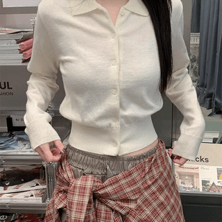 Spring Cashmere Collared Cardigan