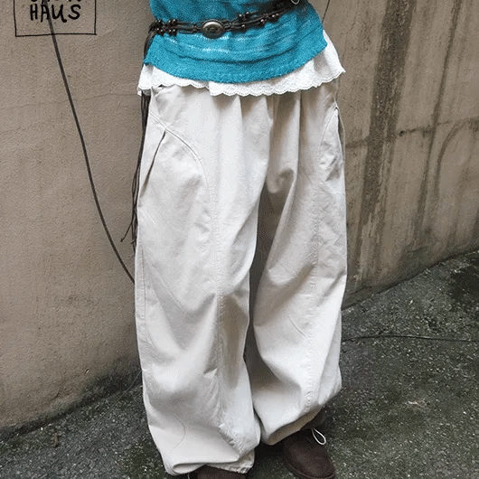 Pokey Tee Cutout Balloon Wide Pants