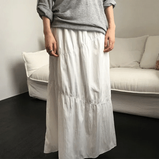 Creamy Shirred Long Skirt (3 colors)