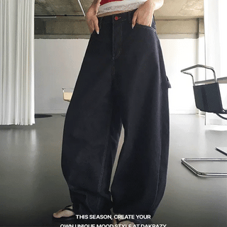 Love Pocket Non-Faded Raw Wide Pants