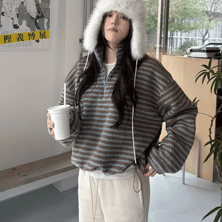 Ritz Striped Fleece Half Zip