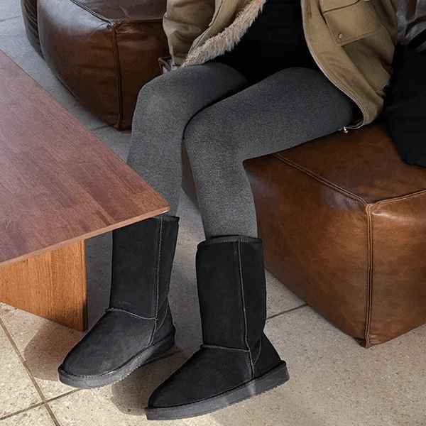 Cowhide long UGG boots