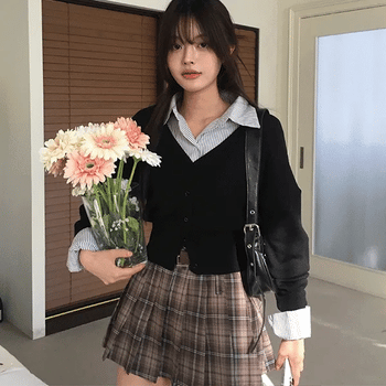 Crop Knit Line Cardigan