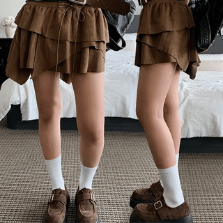 If suede corset mini skirt