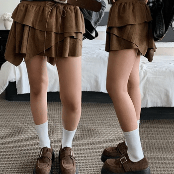 If suede corset mini skirt