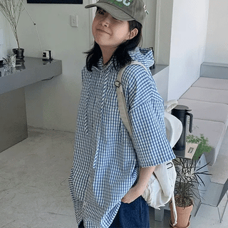 Toyo Check Pocket Over Hoodie