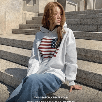 Number American Flag Oversized Hoodie