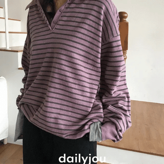 Niles Oversized Striped Collar Knit