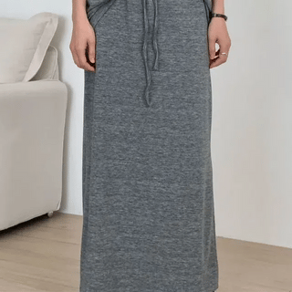 Tunia Summer Waffle Elastic Waist Maxi Skirt