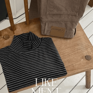 LIKEMENT Maze Stripe Turtleneck