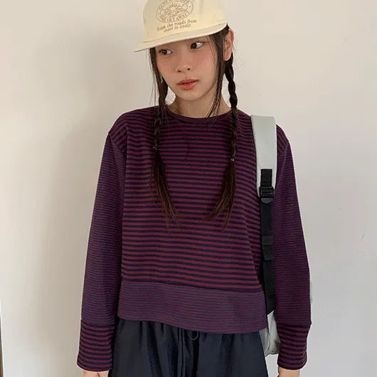 Hilmon Striped Round Long Sleeve Tee