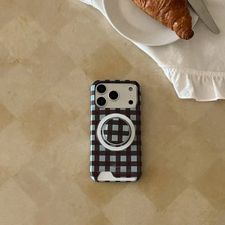 Modern Check iPhone 17 Pro Card Holder Hard Case