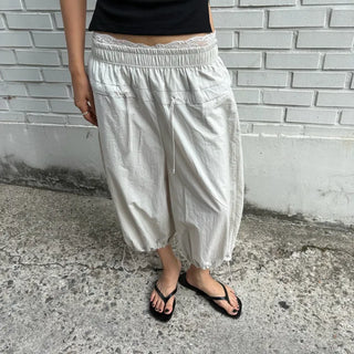 NYLON STRING WIDE BERMUDA PANTS