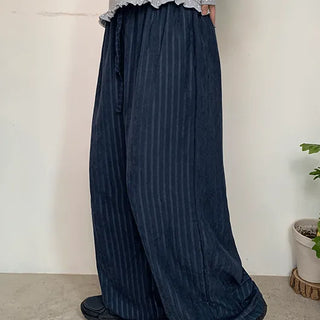 Ronse Striped Suede Wide Elastic Pants
