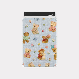 Teddy Story MagSafe Card Clear Wallet Pocket Case