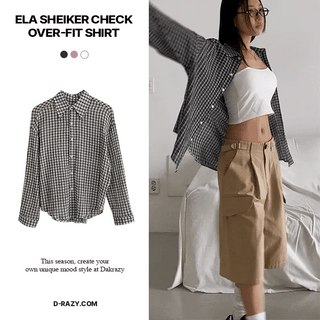 Ella Seersucker Check Oversized Shirt