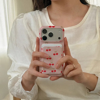 Berry Knit Pattern MagSafe Card Slot Wallet Pocket Case