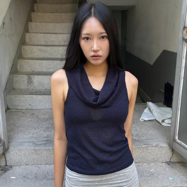 DRAPE NECK SLEEVELESS