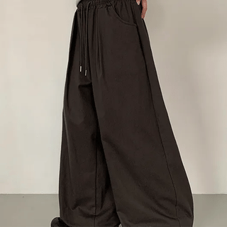 Panforing Elastic Waist Pintuck Wide Pants