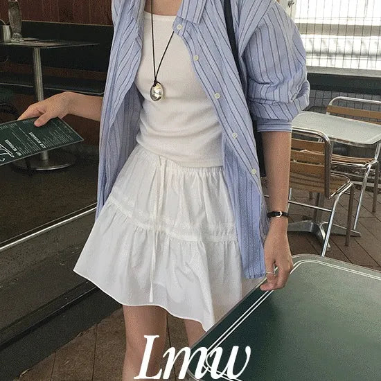 Printed Cotton Lace Mini Skirt